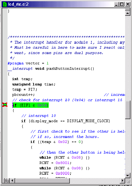 圖9. 在IAR Embedded Workbench中達(dá)到斷點(diǎn) 