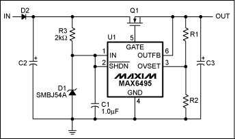 圖2. 增大最大輸入電壓的過壓保護(hù)電路