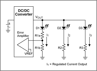 圖11. 圖3方法C所示電路的電流匹配通過增大R1A得到改進(jìn)。對于所選擇的電流，R1B必須保持恒定。將R2和R3設(shè)置為R1A + R1B。