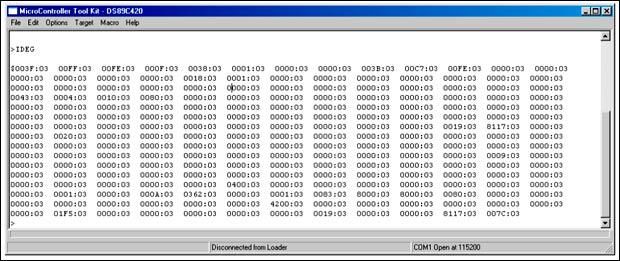 圖6. 如果MAXQ7665配置正確，寄存器映射應(yīng)該以Module 0，Register 0開始。
