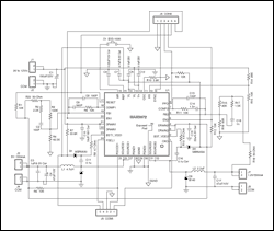 圖9. xDSL電源管理方案。輸入： 9V至12V。輸出: VOUT1 = 5V/550mA (最大1A), VOUT2> = 1.2V/550mA (最大1A)。輸出1為輸出2變換器提供電源。每個變換器的開關頻率為2.2MHz。
