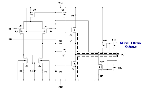圖39：典型的CMOS RRO運(yùn)算放大器拓?fù)浣Y(jié)構(gòu)。