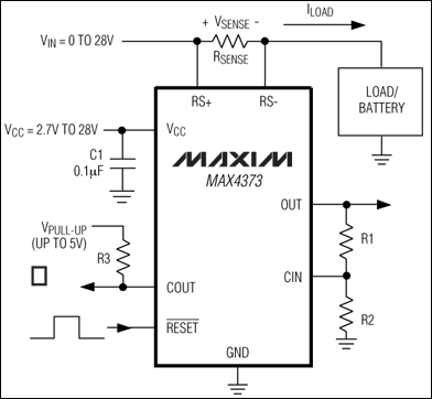 MAX4373、MAX4374、MAX4375：典型工作電路