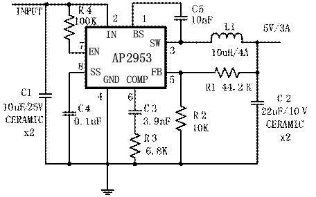 圖3：AP2953的典型應(yīng)用電路。