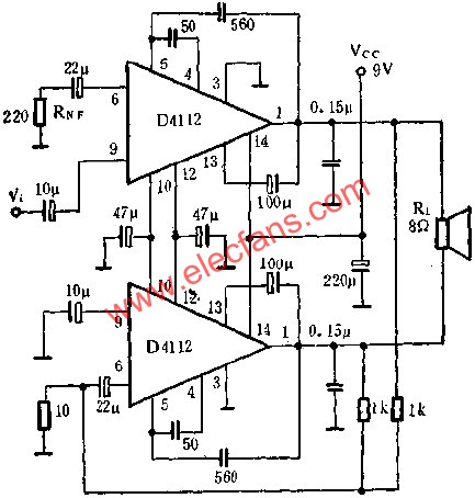 D4112音頻功率放大電路的應用  www.brongaenegriffin.com