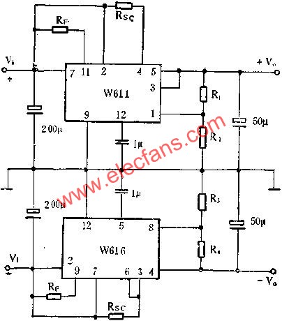 W611、w616組成正、負(fù)穩(wěn)壓電路圖  www.brongaenegriffin.com