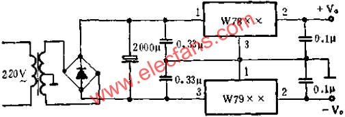 與W7800組成正、負(fù)電源應(yīng)用線路圖  www.brongaenegriffin.com