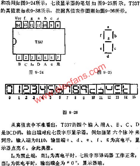 T337七段字形譯碼器的應(yīng)用電路圖  www.brongaenegriffin.com