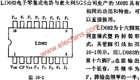 LD082組成電子鋼琴的管腳引線電路圖  www.brongaenegriffin.com