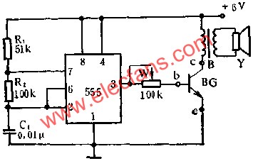 555電路組成晶體管測試儀電路圖  www.brongaenegriffin.com