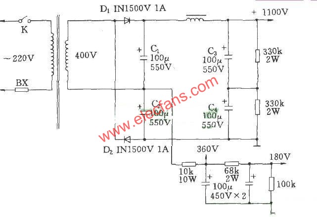 電子管功放的高壓倍壓電路圖 www.brongaenegriffin.com