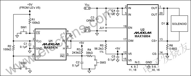 數(shù)字驅(qū)動電路提供了一個比例電磁鐵驅(qū)動器 www.brongaenegriffin.com
