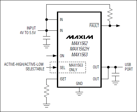 MAX1562、MAX1562H、MAX1563：典型工作電路