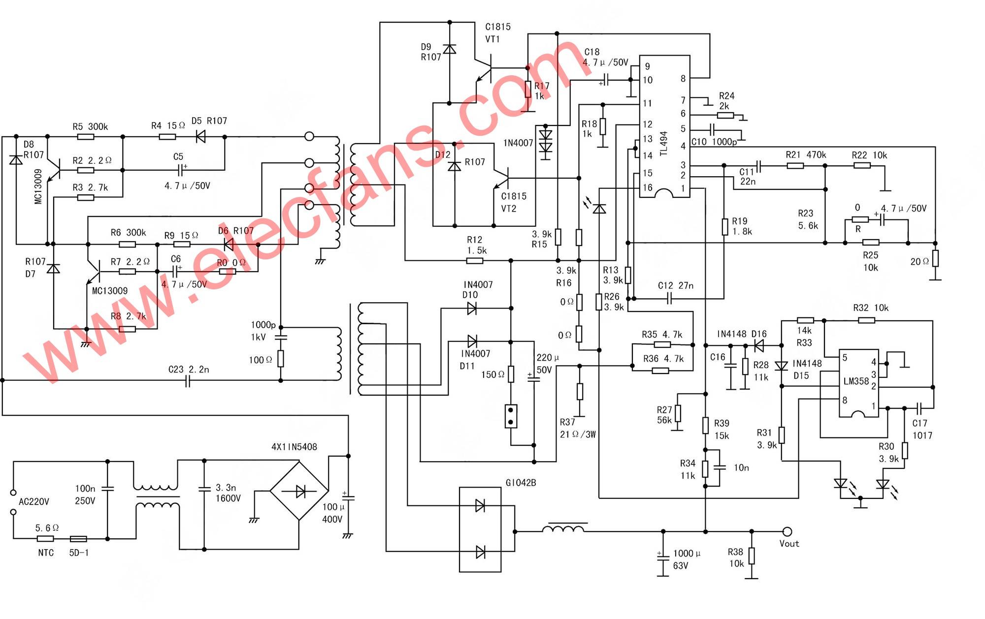 TL494電動車充電器電路圖 文章來源:http://www.brongaenegriffin.com