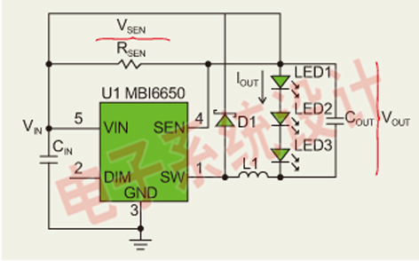 圖3：MBI6650應(yīng)用電路。