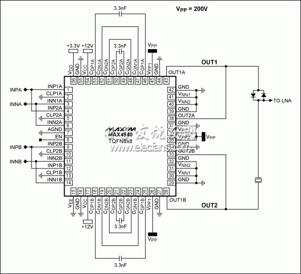 圖15。 應(yīng)用圖的BTL應(yīng)用程序中的MAX4940駕駛4A。