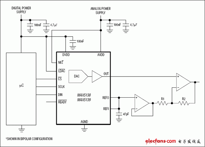 MAX5138、MAX5139：典型工作電路