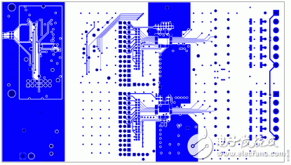 圖5. EVAL-CN0235-SDPZ PCB的底層包含AD8280菊花鏈信號(hào)的上部屏蔽