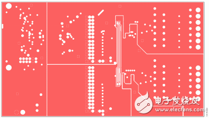 圖4. EVAL-CN0235-SDPZ PCB的第3層包含屏蔽的AD8280菊花鏈信號(hào)
