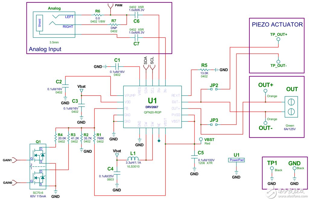 業(yè)界最高集成度的壓電式觸覺驅(qū)動(dòng)器電路圖
