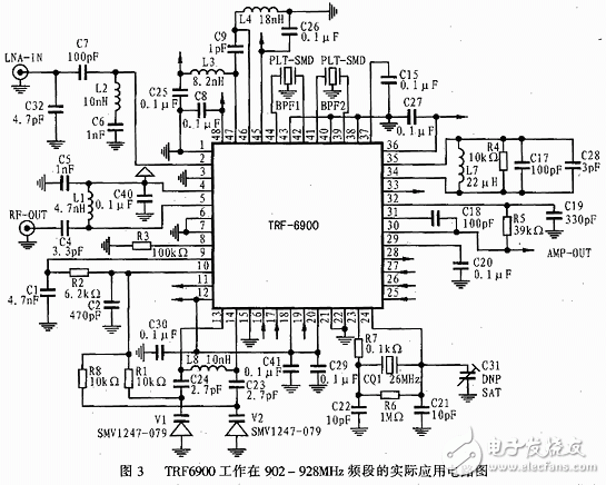 基于TRF6900單片機射頻收發(fā)器電路設計