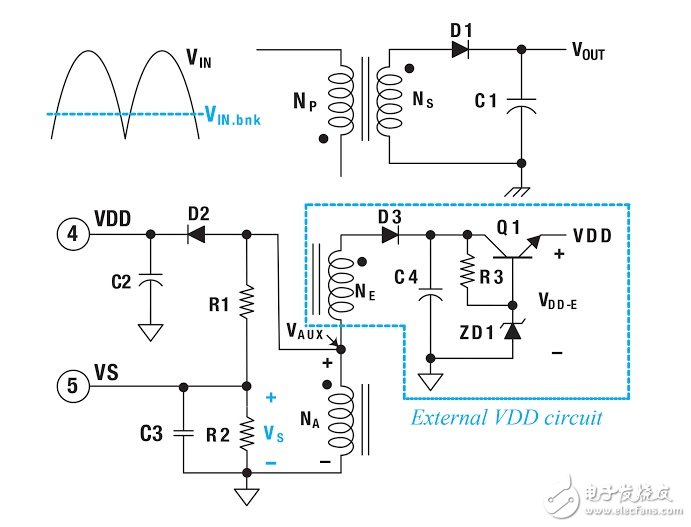 圖 3. 實(shí)現(xiàn)較寬輸出電壓范圍的 VS 電路