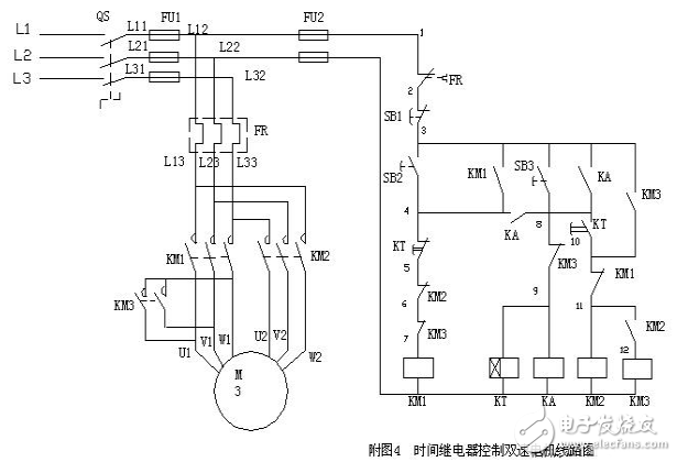 時間繼電器控制雙速電機(jī)