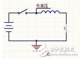 下面是正壓發(fā)生器，你不停地扳動(dòng)開關(guān)，從輸入處可以得到無窮高的正電壓。電壓到底升到多高，取決于你在二極管的另一端接了什么東西讓電流有處可去。如果什么也不接，電流就無處可去，于是電壓會(huì)升到足夠高，將開關(guān)擊穿，能量以熱的形式消耗掉。