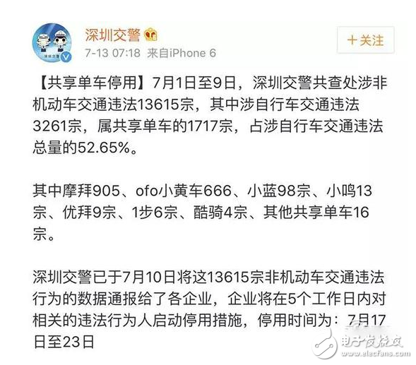 13615人被停用共享單車一周 深圳發(fā)布開單車禁騎令