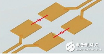 圖5 使用Keysight EMPro建模電容表面貼裝焊盤與差分走線串聯(lián)。
