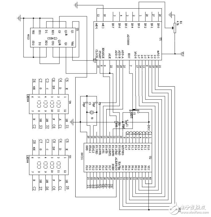 基于ADC0809與單片機制作的數(shù)字電壓表