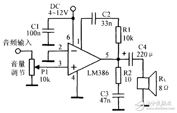 音頻功率放大器LM386引腳圖及功能_工作原理_電氣參數(shù)及應用電路圖