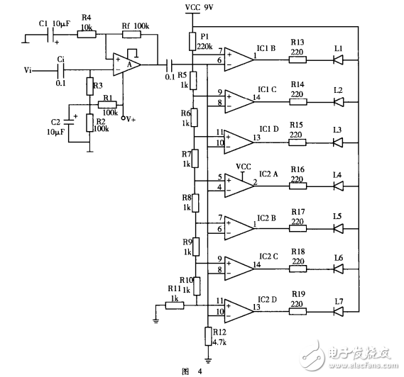 兩塊lm324實現(xiàn)在有線電視機房伴音偵測電路