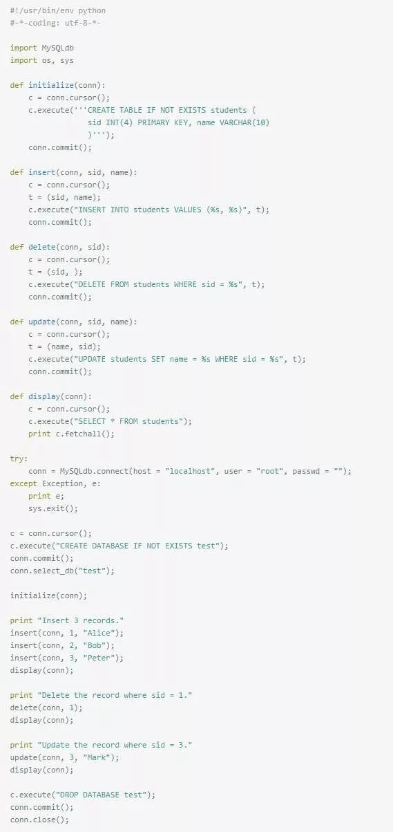 用Python操作數(shù)據(jù)庫(kù)的最詳細(xì)示例